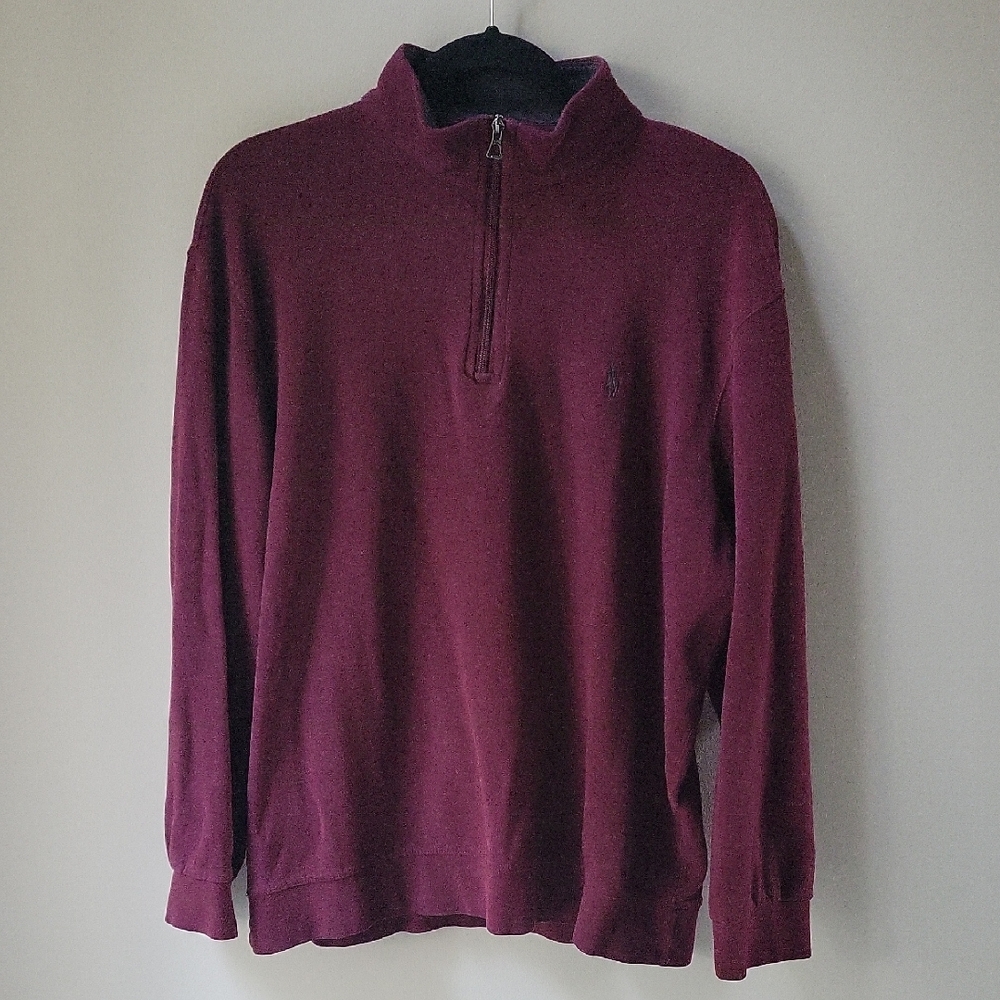 Polo Ralph Lauren Quater Zip Burgundy Mens Sweatshirt Size Large